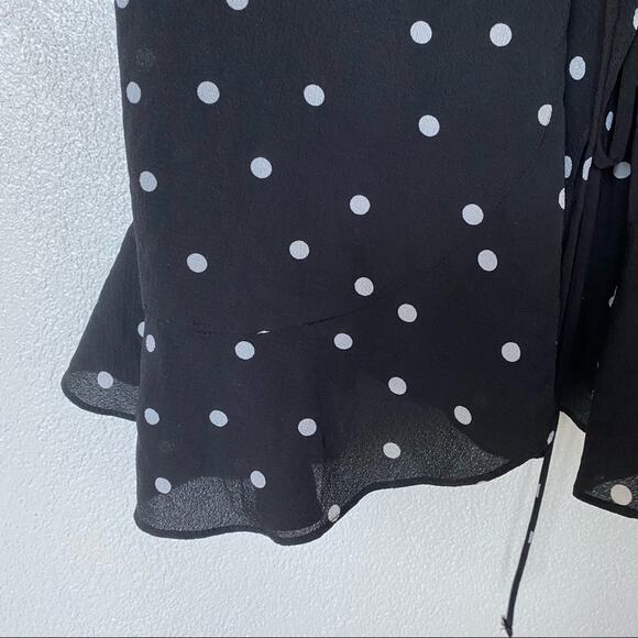 Lulu's Nightlife Black Polka Dot Wrap Dress Size Medium - Picture 8 of 12
